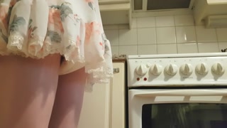 Diapered Morning Tea and Pee on Balcony