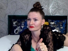 Huge tits Romanian amateur MILF poses on webcam