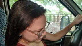 Katherine sexy driving and pedal pumping on high heels