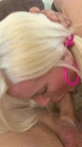 Blonde pornstar Lexi Lou fucked from her older dude Willy Shafter