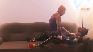 Puppy gets banged by super-naughty costume play Spiderman