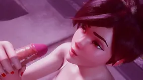 Tracer Pleasures Widowmaker with Hot Oral Action in Steamy Overwatch Fantasies