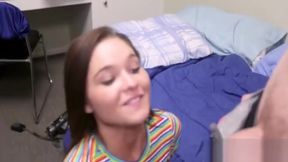 Petite College Sorority Teen Zoey Bloom Caught In Male Dorm Room Fucked By Guy With Big Cock