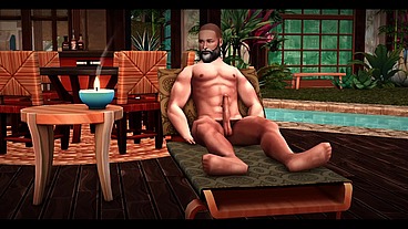 The Blissful Simmers_Eros's Deput masterbation by the pool