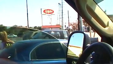 Handsome roofer gets a blonde milf's hand and mouth all over his cock
