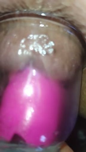 Asshole sucking dildo