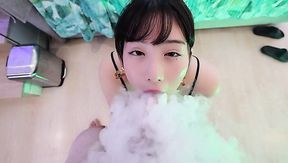 Obokozu sucking a vape and a dick of her beloved husband