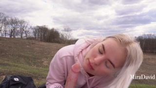 Our bike ride turned into a sweet blowjob with cum in mouth - MiraDavid