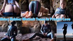 Shiny Rubber Wetsuit Tease in Private Cave - MOV