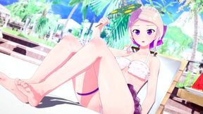 Beach babe gets man's cock in various positions