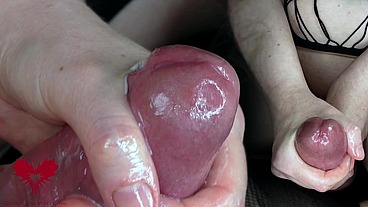 Instruction video for milking pre-ejaculate. Close-up of delaying and ruining the orgasm.