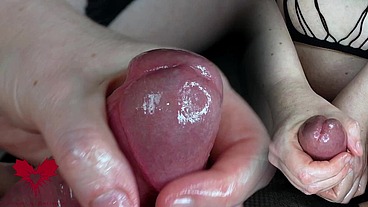 Instruction video for milking pre-ejaculate. Close-up of delaying and ruining the orgasm.