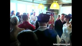 Wedding sluts get gangbanged in public