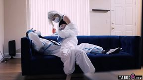 Crazy quarantine pandemic porn with blonde teen Lola Fae and her partner