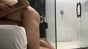 slim twink sucks & rides hairy chubby bear’s fat cock raw