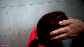 public shower facial - the female coach rewards her young athlete