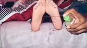 Foot Massage with oil dripping