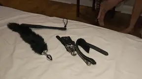 Two busty women dominate man in chastity cage