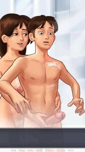 Stunning moment from &quot;Summertime Saga: StepMom Giving A Handjob Under The Shower - Ep175&quot;