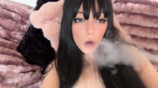Adorable Colleague Cutie with small perky titties enjoying a smoke (Full Vid on OnlyFans/ManayVids)