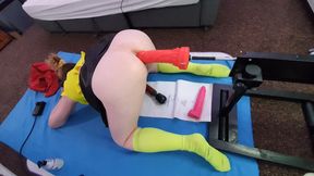 Big dildo bum fun on the fucking machine with Essex Girl Lisa