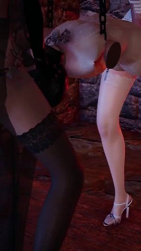 B016 Slave Being Fucked From Front to Back by a Dildo