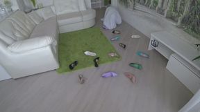 A white monster swallows shoes and then regurgitates them b