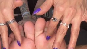 Tickling latina best friend's feet battle with nails