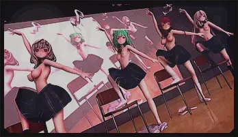 3D MMD Striptease: Ayame, Marine, Rushia & Chloe