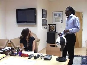 Big bulbous ebony babe gets freaky with her black long dicked boss