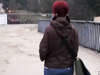 Public Pickups - Red Head Belinda & Steve Disrobe Down for a Wild Public Bridge Sex Session in the Freezing Cold