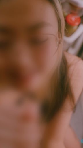 Hungry teen fucks herself with a cucumber while sucking cock for some extra protein   Clip 1