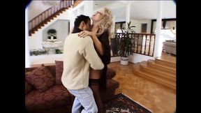 Sexy blonde welcomes gigantic cock in her hot pussy