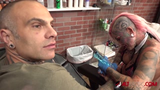 Big titty Evilyn Ink tattoos Sascha then gets fucked
