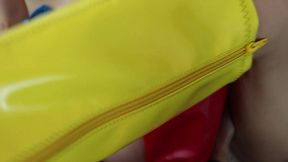 sgbg2-2) batgirl (monica sexxxton) and supergirl (karlee paige) in a girl-girl strap-on pussy eating doggystyle foursome