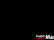 Christmas leather Master has gloves and cock worshipped by slave and then feeds him cum PREVIEW