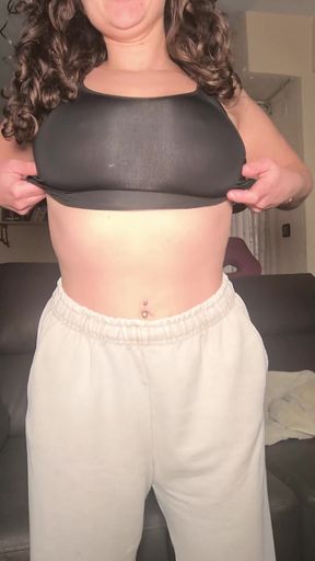 Busty babe shows off her big tits