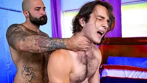 Hairy stepdad fucking his stepson real hard - gay porn