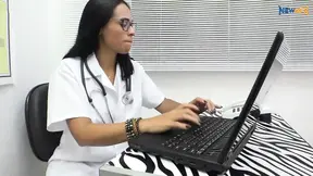 Hot Latina Doctor examines and licks asses in lesbian practice
