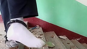 Wearing White Socks Cuffed Walk In Ruins 2 (edited)