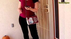 caroline pierce need to pee wetting black leggings