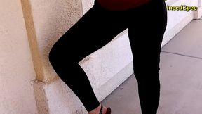 caroline pierce need to pee wetting black leggings