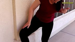 caroline pierce need to pee wetting black leggings