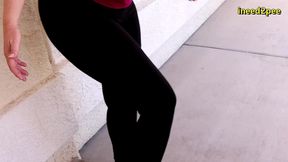 caroline pierce need to pee wetting black leggings