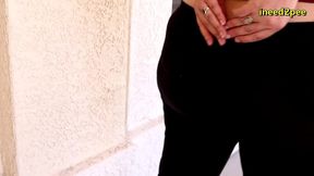 caroline pierce need to pee wetting black leggings