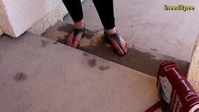 caroline pierce need to pee wetting black leggings