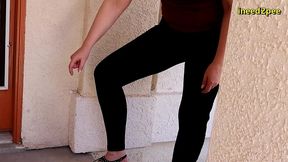 caroline pierce need to pee wetting black leggings