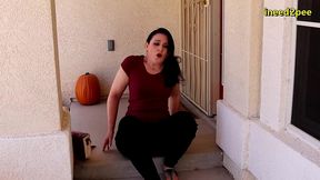 caroline pierce need to pee wetting black leggings