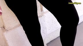 caroline pierce need to pee wetting black leggings