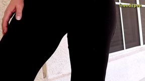 caroline pierce need to pee wetting black leggings